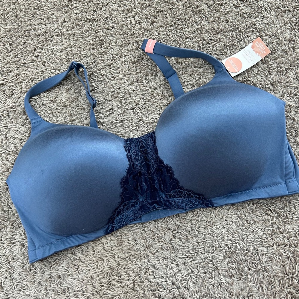 Cacique‎ Mastectomy Bra 46DDD Blue Modern Collection Lightly Lined No-Wire Lace